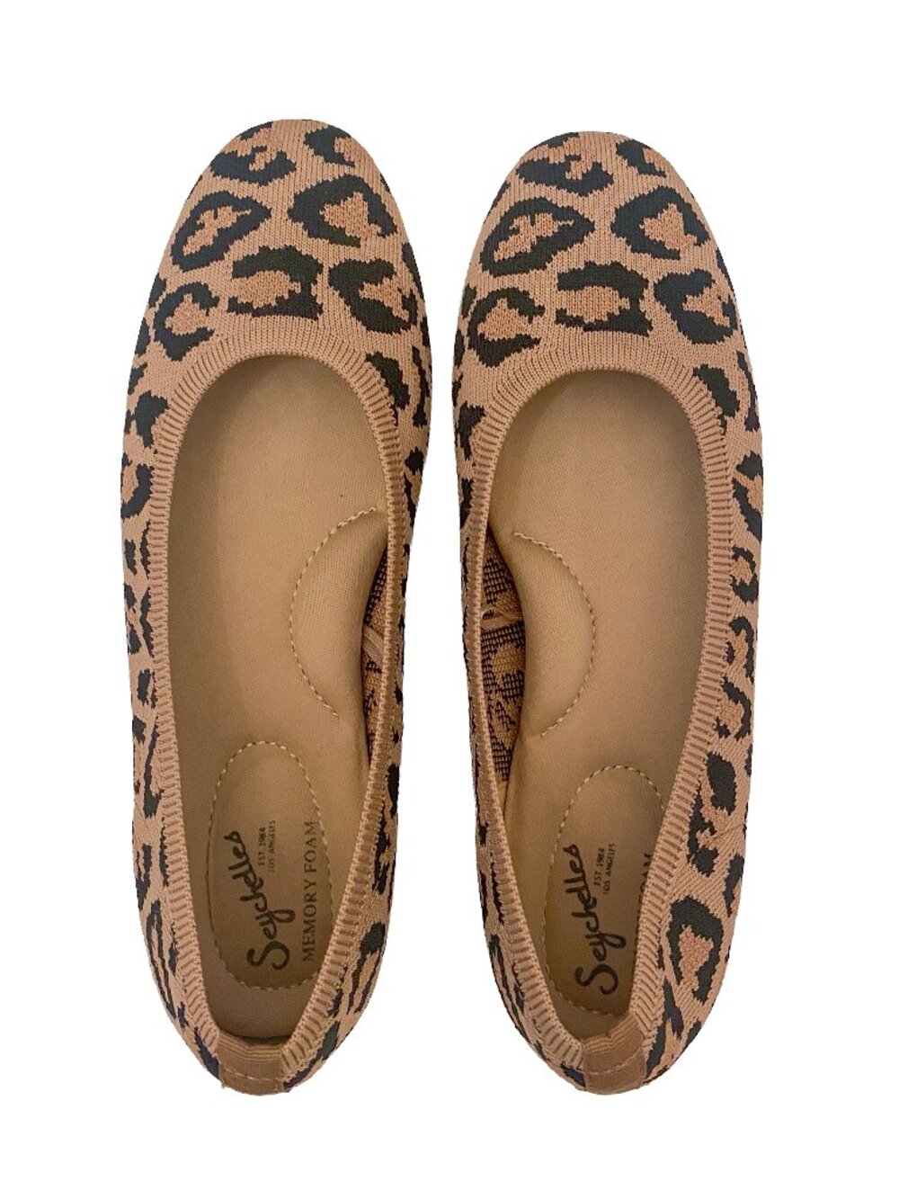 SEYCHELLES Leopard Print Knit Ballet Flats with Memory Foam Sz 7